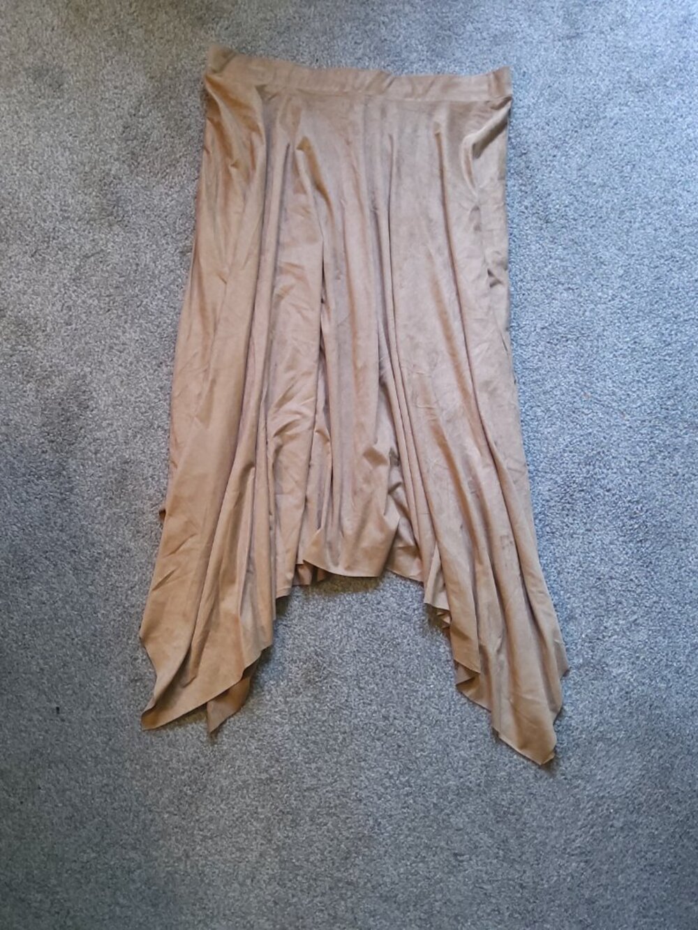 NEW BROWN FAUX SUEDE HANDKERCHIEF SKIRT